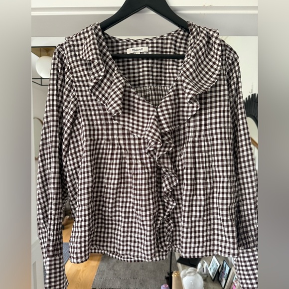 Madewell Tops - Madewell Men’s Brown & White Gingham Button-Down Shirt